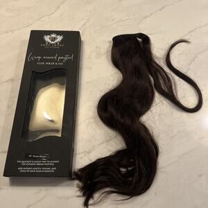 $254 Foxy Locks 22” Brown Black Wrap Around PONYTAIL Human Hair